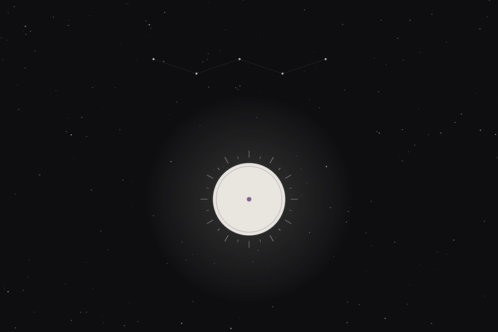 Aquarius season: a radiant sun beneath the Aquarius constellation in the Lunar Haus style