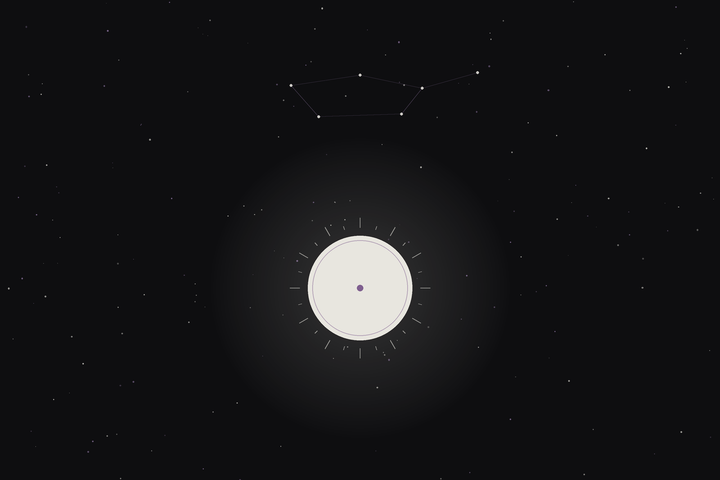 Sagittarius season: a radiant sun beneath the Sagittarius constellation in the Lunar Haus style