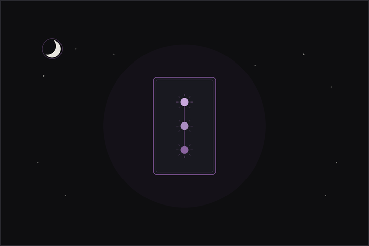 Tarot health spread: a tarot card showing three glowing points for body, mind and spirit under a crescent moon.