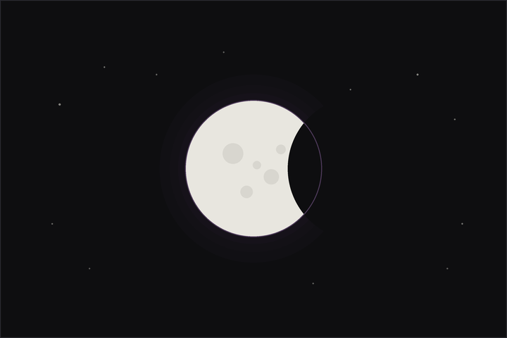Waning gibbous moon meaning: a bright, almost full waning gibbous moon among stars.