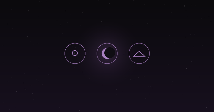Big three astrology: the sun, the moon and the rising point as three glowing circles