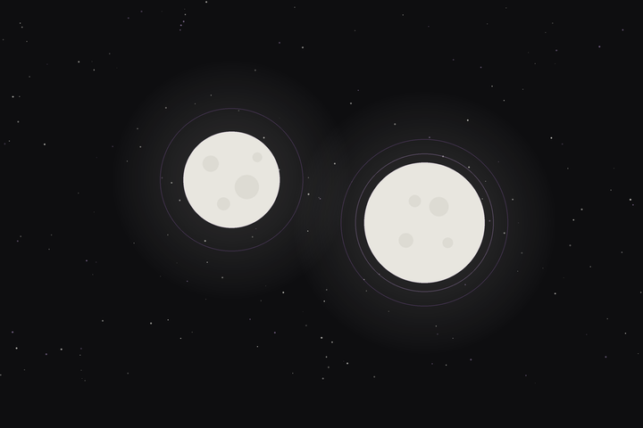 Blue Moon: two full moons in one night sky, marking a rare second full moon in the month