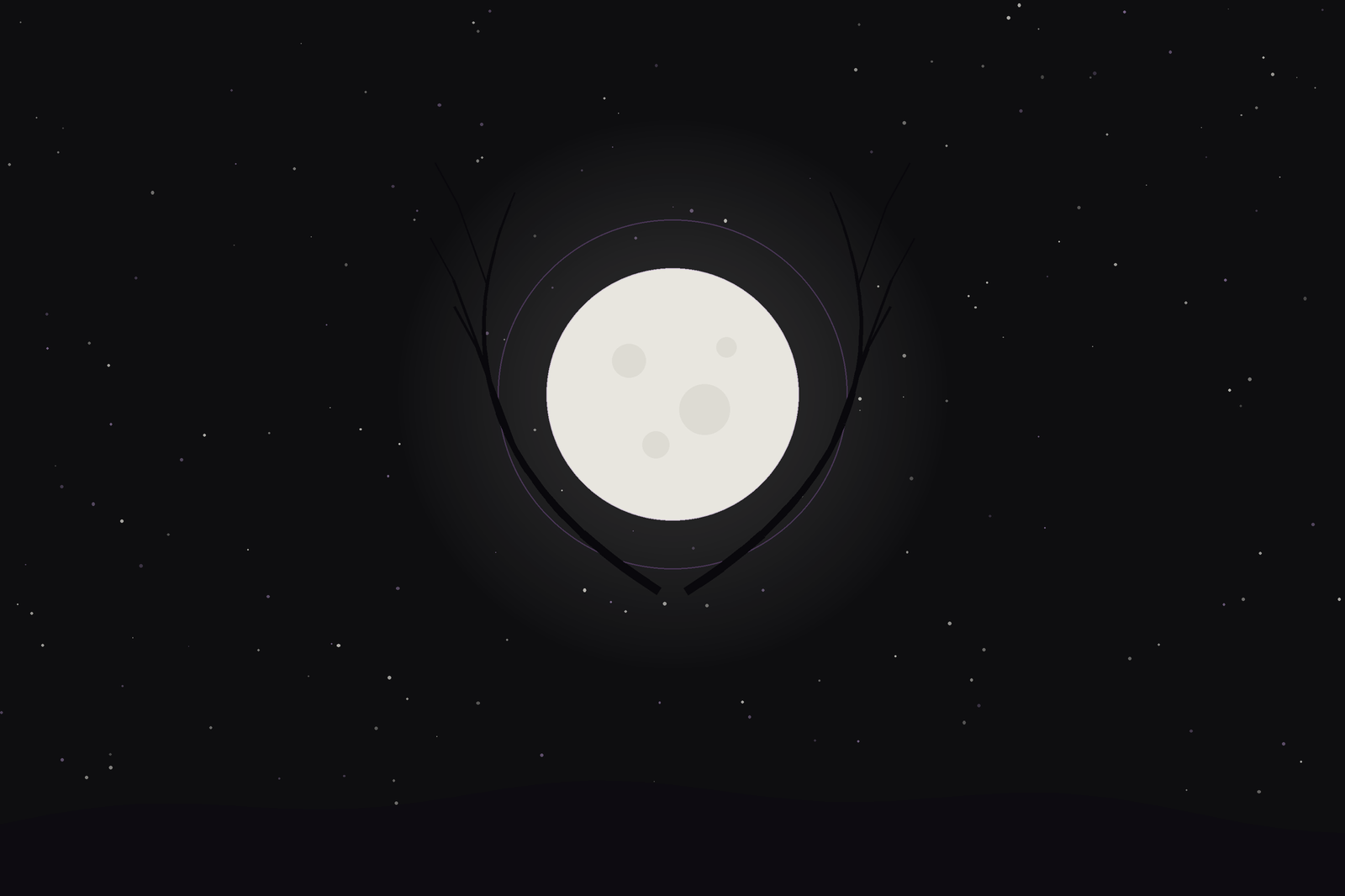 Buck Moon: a full moon cradled by antlers against a starry sky
