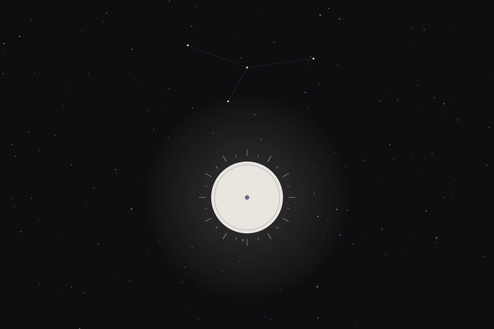 Cancer season: a radiant sun beneath the Cancer constellation in the Lunar Haus style