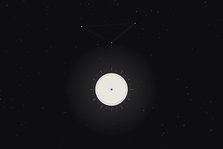 Capricorn season: a radiant sun beneath the Capricorn constellation in the Lunar Haus style