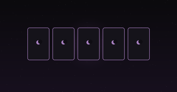 Career tarot spread: a five-card career tarot spread on a starlit cloth