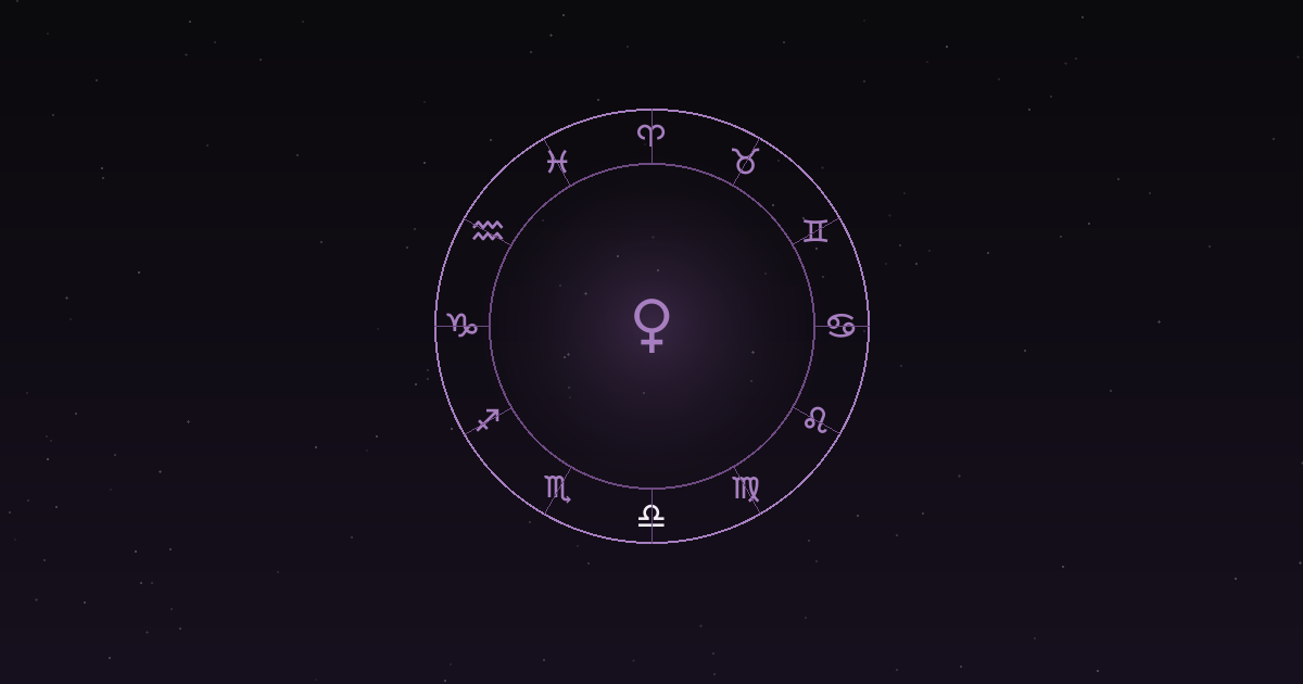 Chart ruler: a zodiac wheel with one sign lit and Venus at the centre