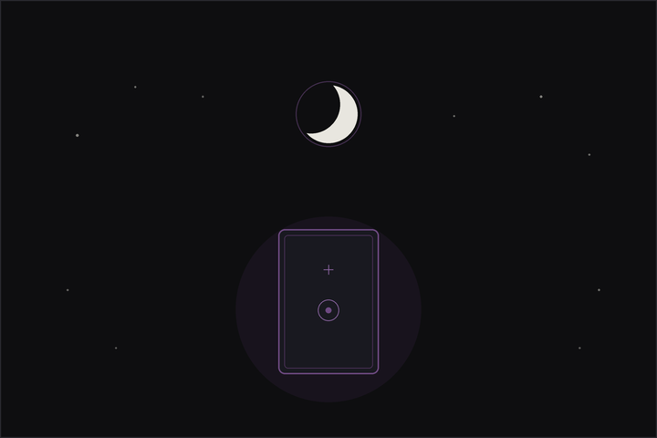 Dream tarot spread: a single tarot card beneath a crescent moon and stars