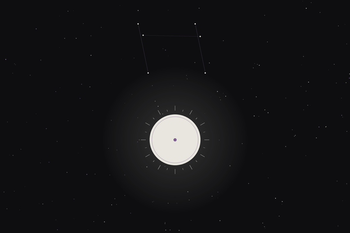 Gemini season: a radiant sun beneath the Gemini constellation in the Lunar Haus style