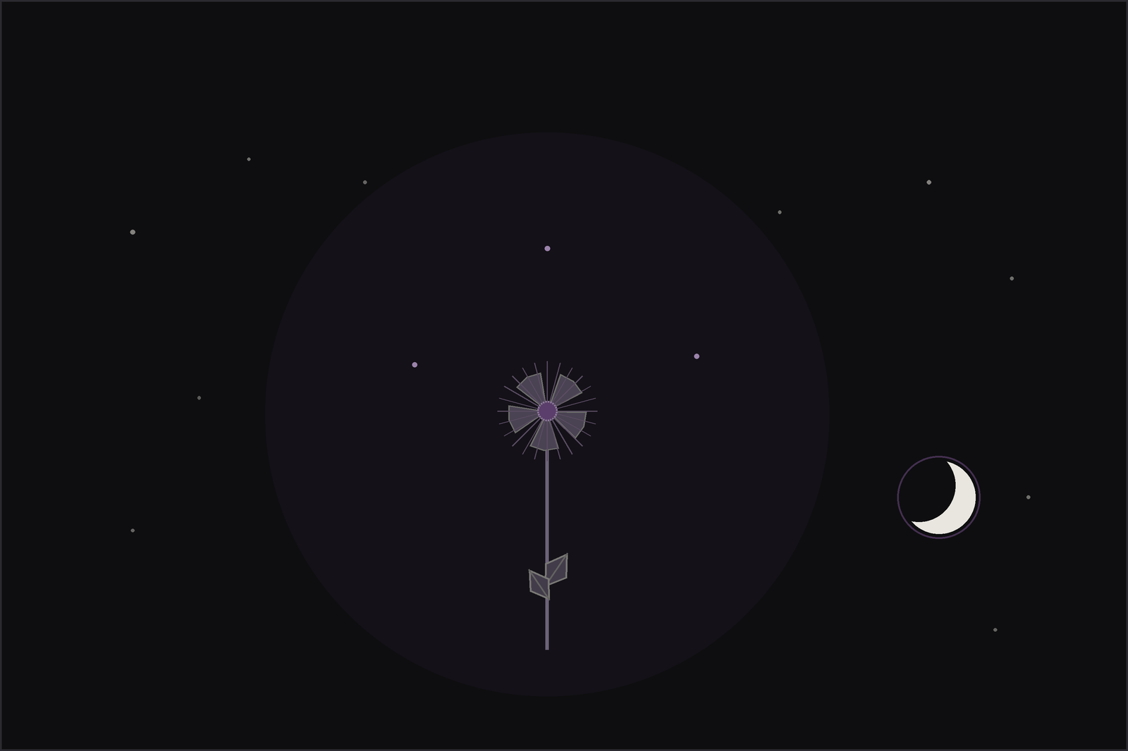 Hibiscus meaning and uses: a ruby-red hibiscus flower with a crimson calyx beneath a crescent moon, in the Lunar Haus style