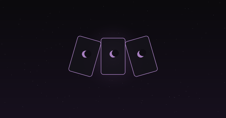 History of tarot: a fan of tarot cards beneath a starlit sky