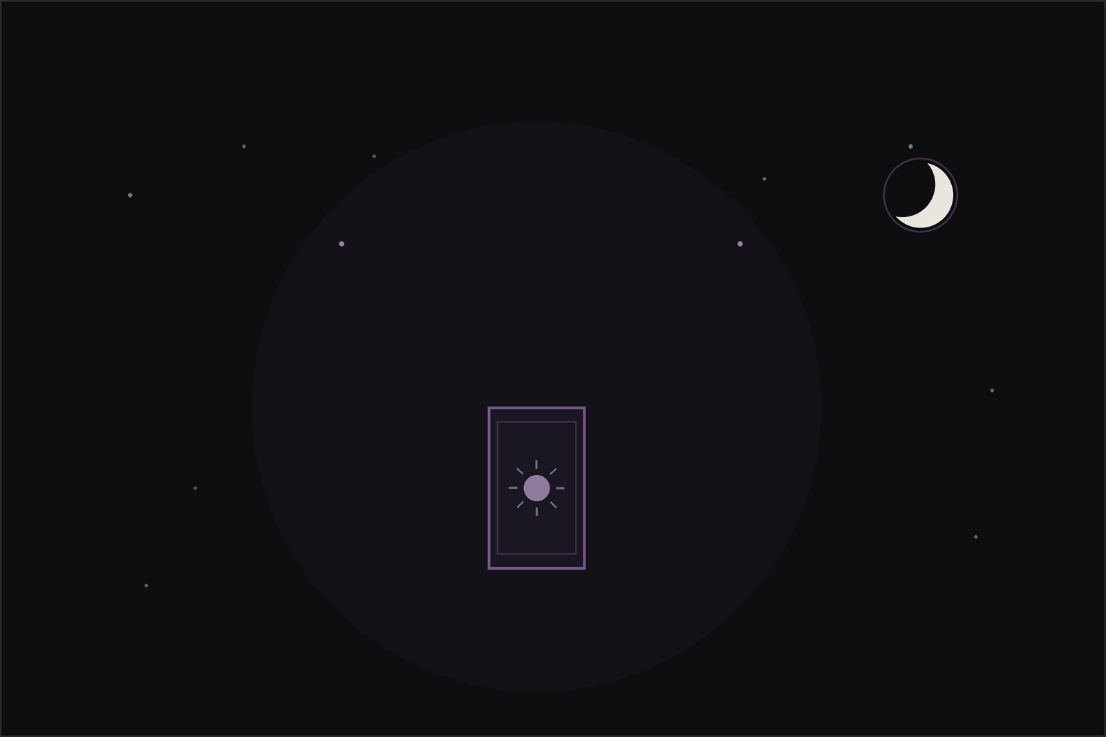 A single tarot card drawn each morning beside a candle and journal, a gentle daily practice, in the Lunar Haus style
