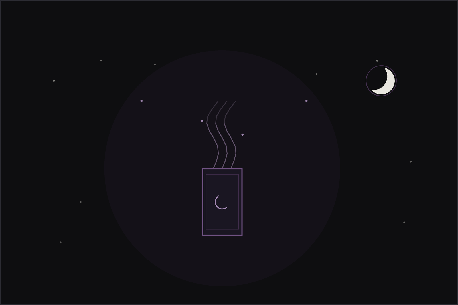 A tarot deck resting on a windowsill with a wisp of incense smoke while being cleansed, in the Lunar Haus style