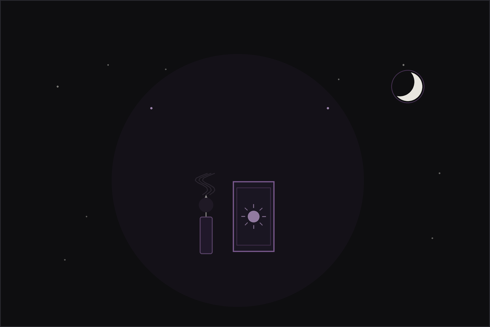 Is tarot bad or evil: a tarot deck resting quietly beside a candle and open book in the Lunar Haus style
