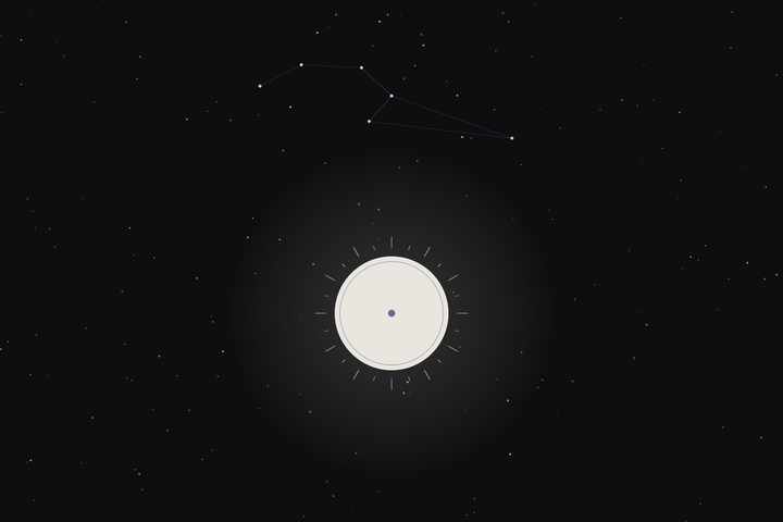 Leo season: a radiant sun beneath the Leo constellation in the Lunar Haus style
