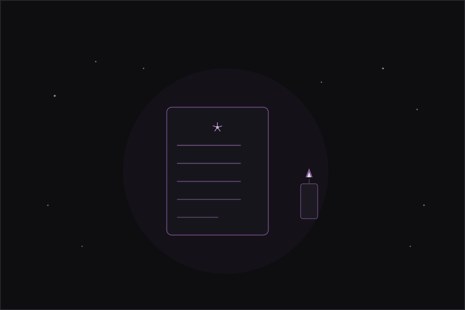 New moon intentions: a page of handwritten intentions beside a lit candle under a crescent moon.