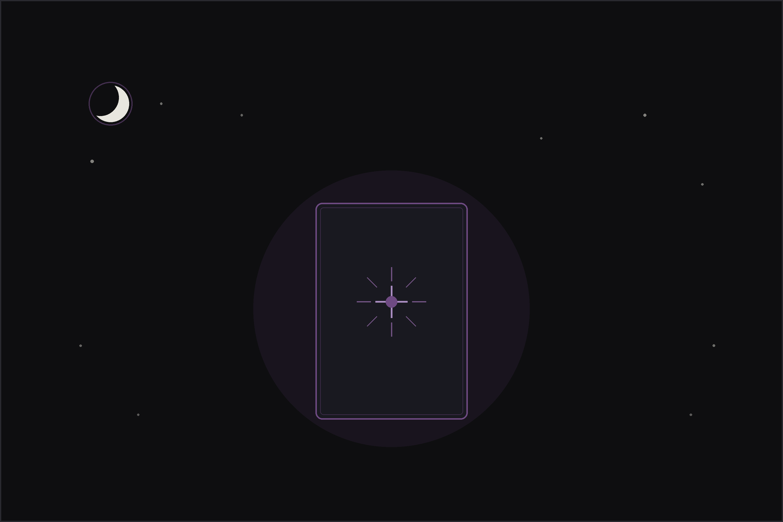 Oracle card spreads: a single oracle card with a radiant star beneath a crescent moon and stars