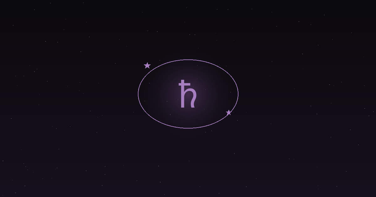 Saturn return: the glyph of Saturn ringed by its orbit, among the stars