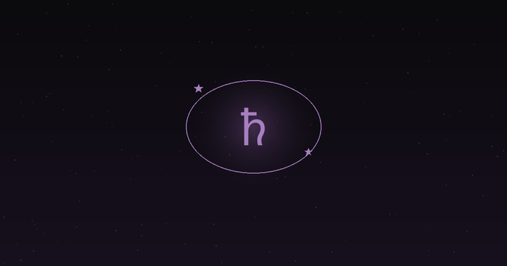 Saturn return: the glyph of Saturn ringed by its orbit, among the stars