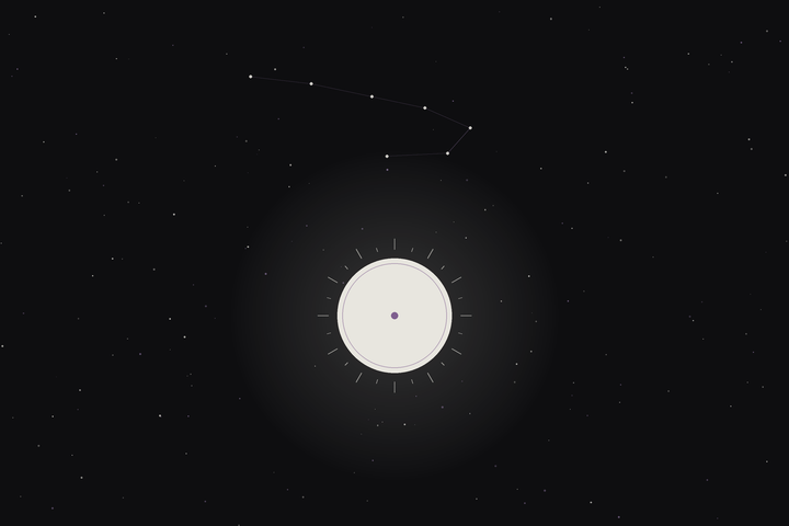 Scorpio season: a radiant sun beneath the Scorpio constellation in the Lunar Haus style