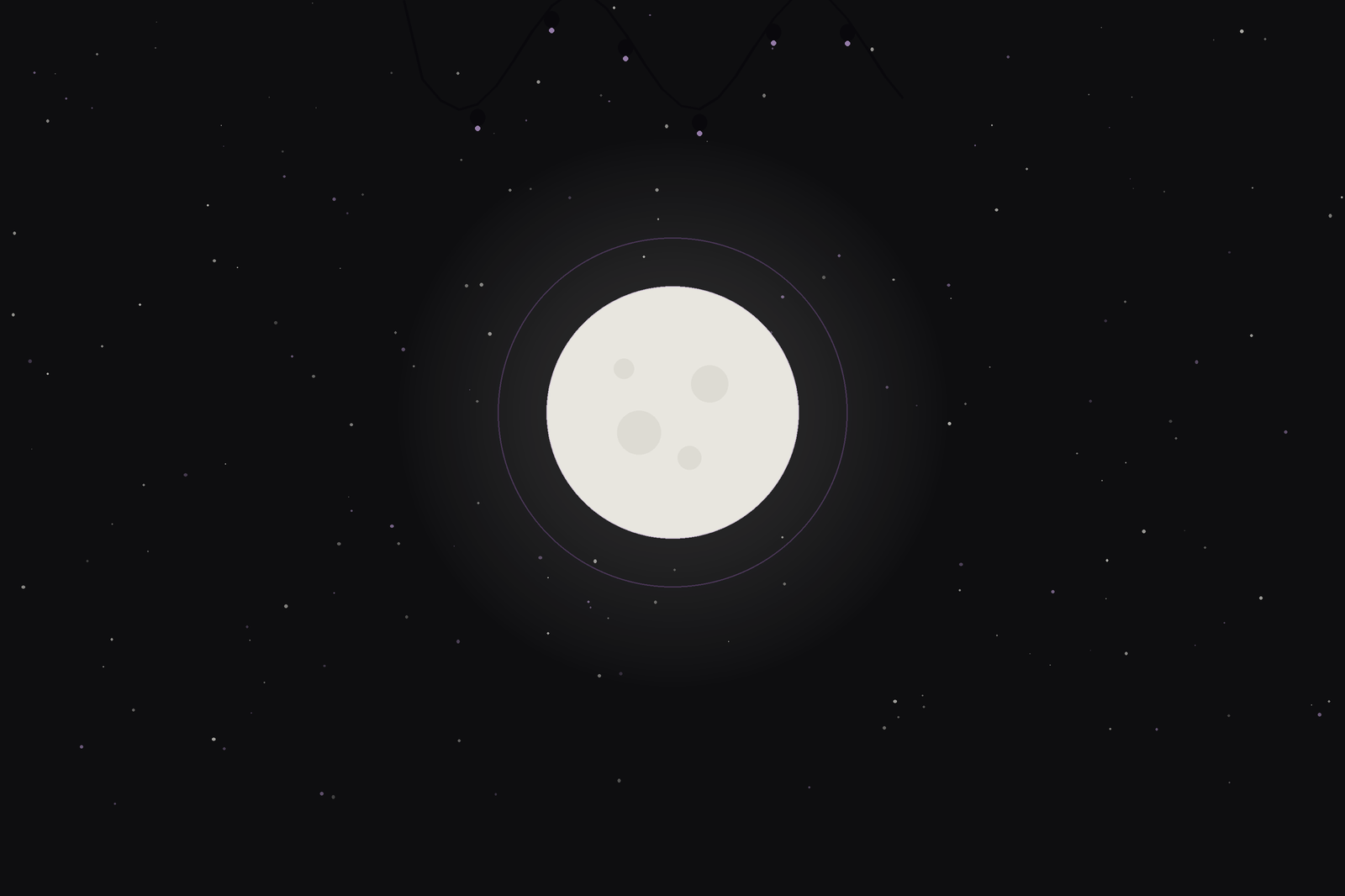 Strawberry Moon: a full moon with a trailing berry vine across the sky