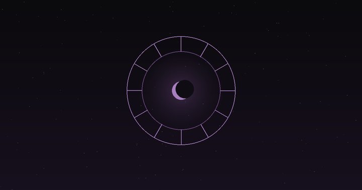 Tarot and astrology: a zodiac wheel of twelve segments under the night sky