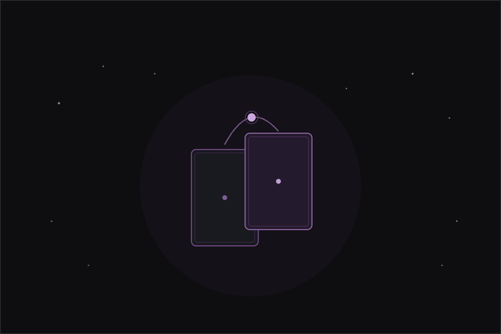 Tarot card combination meanings: two tarot cards joined by a glowing plum thread beneath a crescent moon.