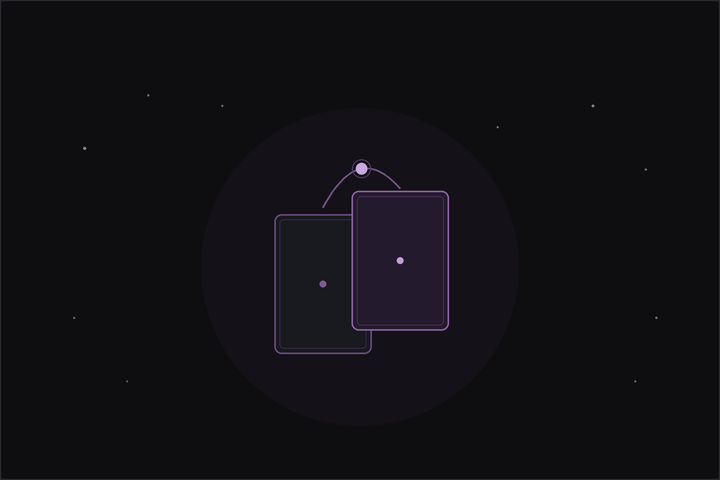 Tarot card combination meanings: two tarot cards joined by a glowing plum thread beneath a crescent moon.