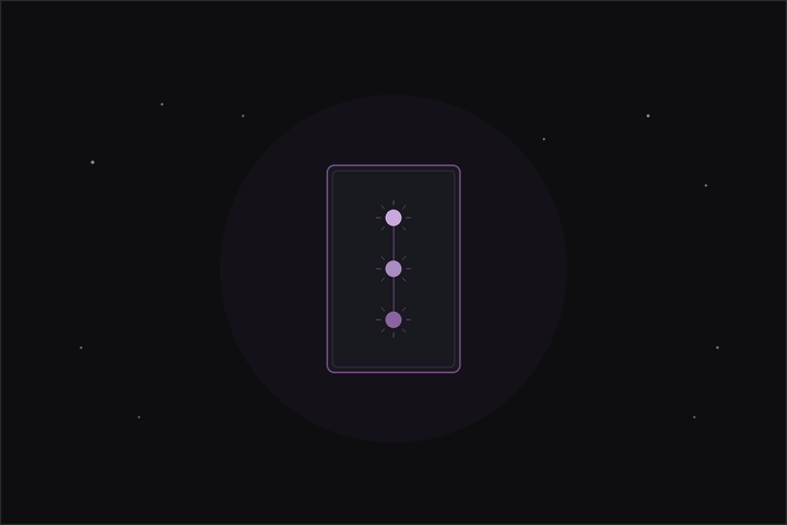 Tarot health spread: a tarot card showing three glowing points for body, mind and spirit under a crescent moon.