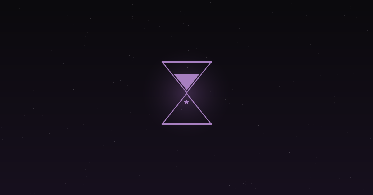 Tarot timing: an hourglass among the stars, symbolising timing