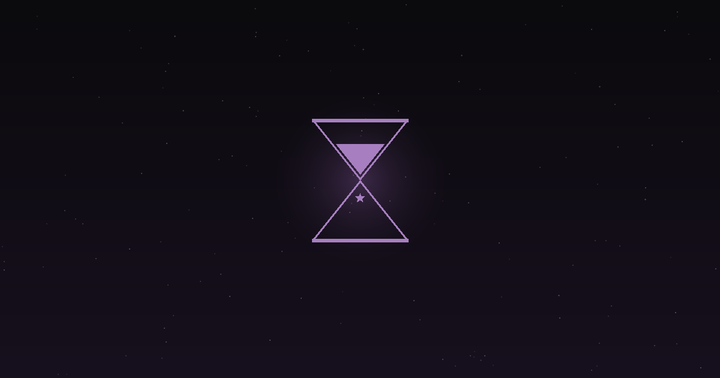 Tarot timing: an hourglass among the stars, symbolising timing