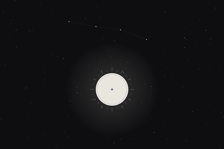Virgo season: a radiant sun beneath the Virgo constellation in the Lunar Haus style