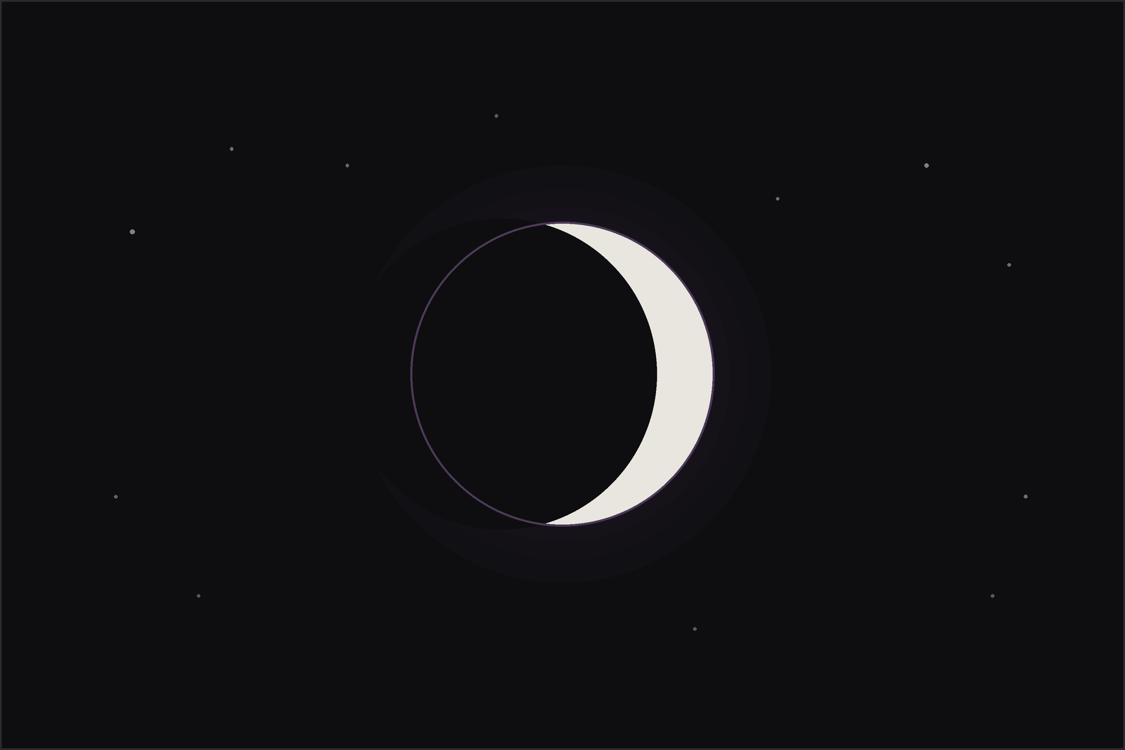 Waxing crescent moon meaning: a thin, growing crescent moon glowing among stars.