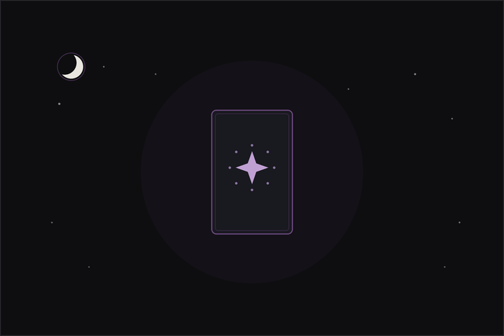What tarot card am I: a tarot card with a glowing star at its centre, your tarot birth card, under a crescent moon.