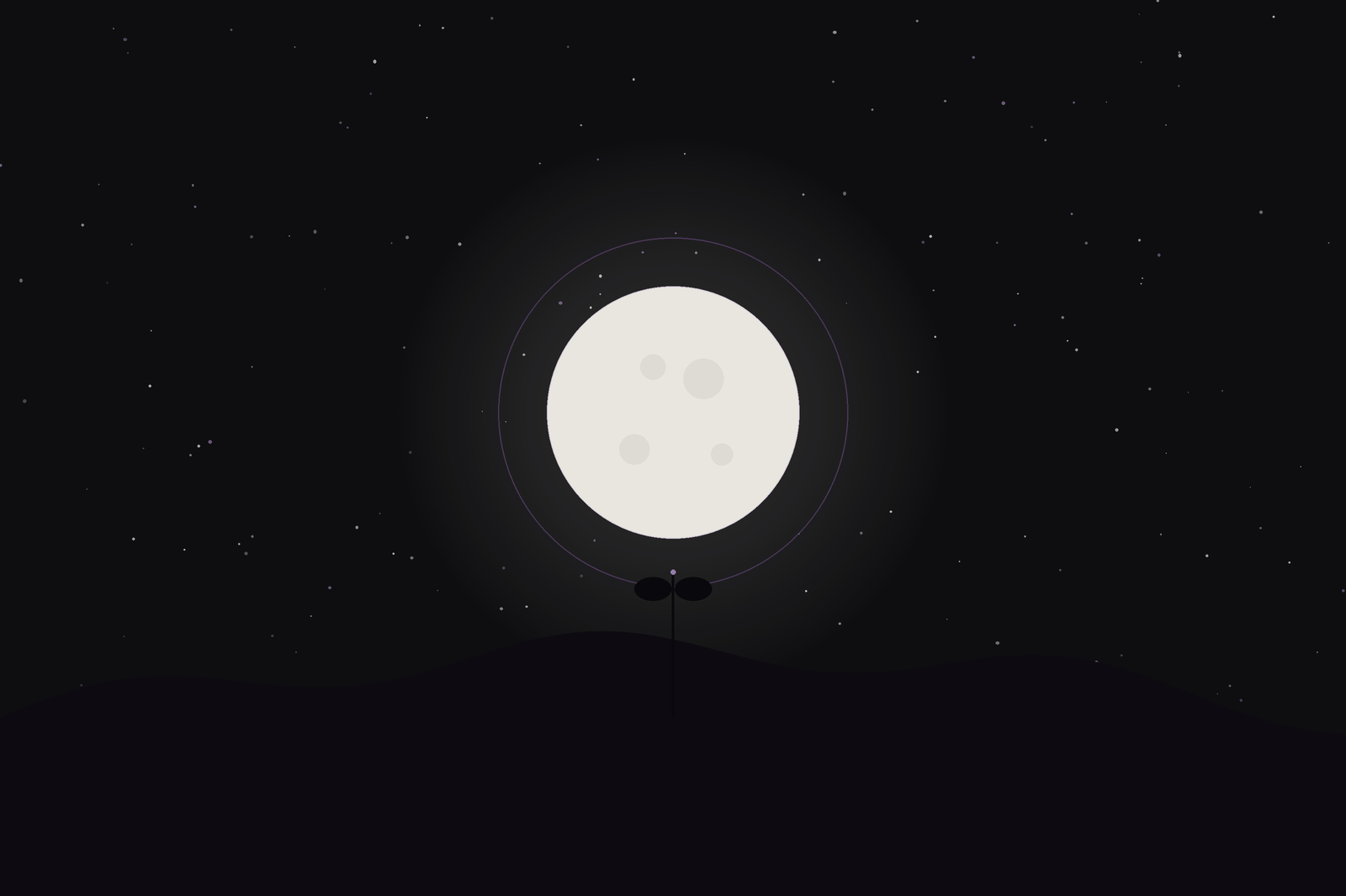 Worm Moon: a full moon above a small seedling breaking through the soil